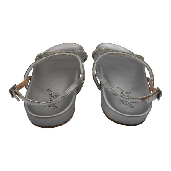 Jewel Badgley Mischka Rhinestone Slip On Slides Flat Sandals Silver Size 6 - Picture 5 of 8